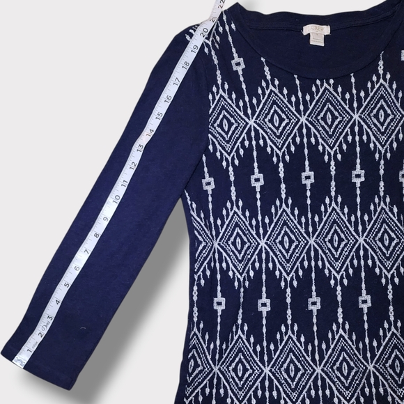 J. Crew Navy Blue Embroidered 3/4 Sleeve Sweater Top 100% Cotton Size Small - Picture 9 of 9